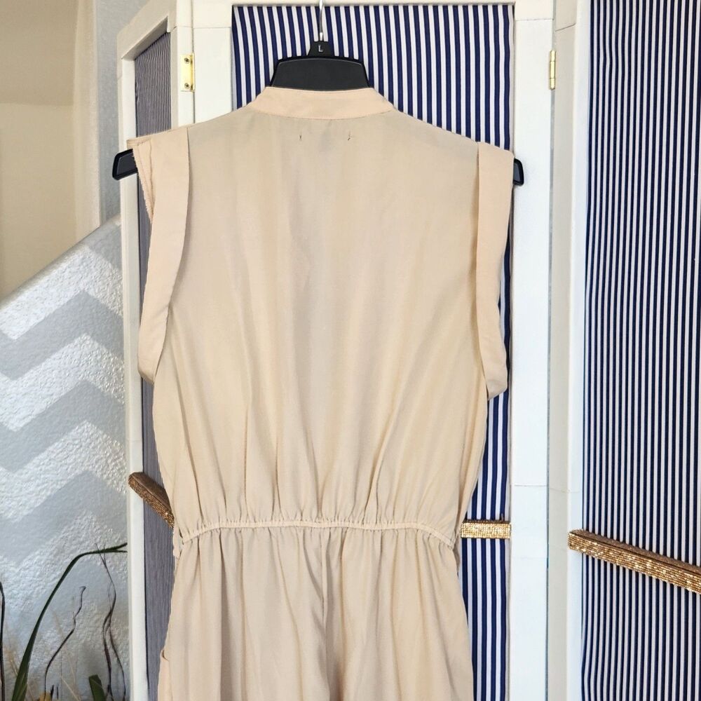 Lightweight Belted Straight Leg Jumpsuit - Tan/ Cream - Picture 4 of 4